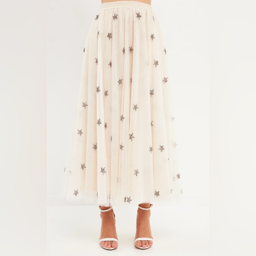 Endless Rose - Star Embroidered Tulle Maxi Skirt